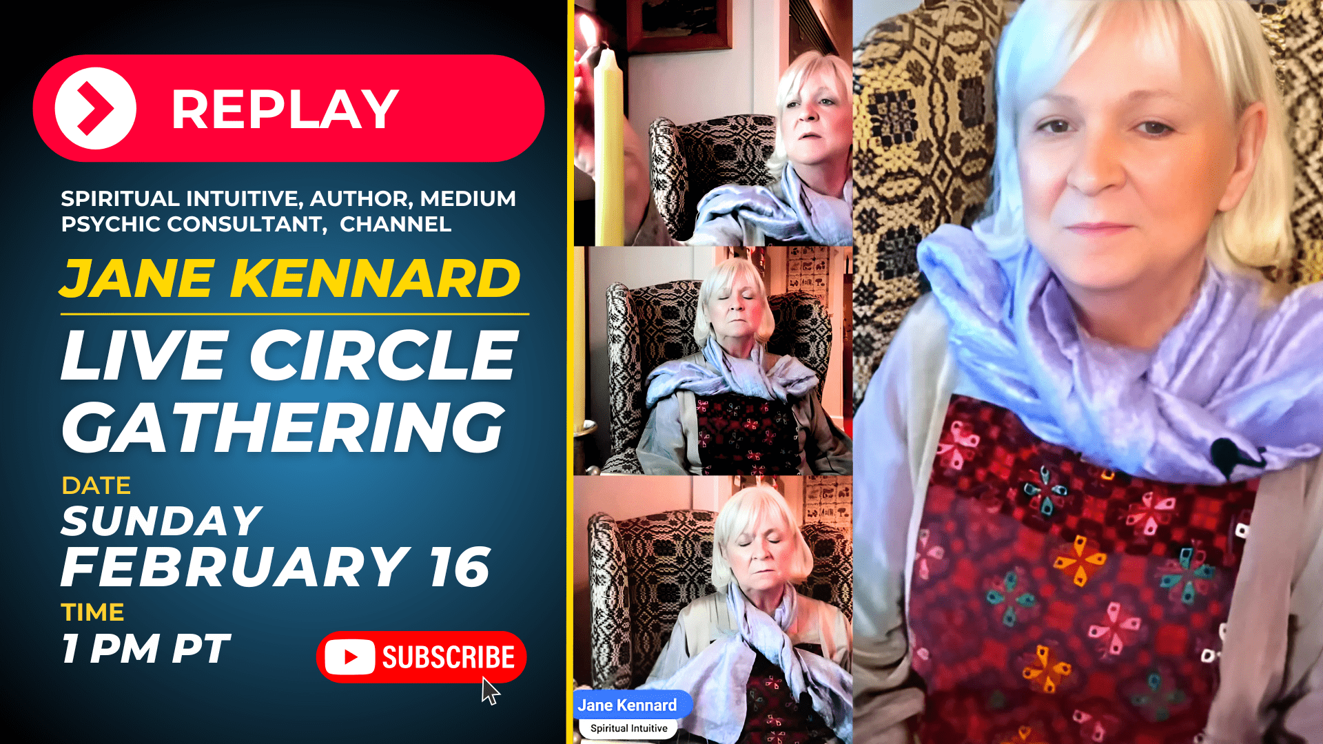 Watch Video Replay - How To Navigate This Time - Live Stream Circle Gathering With Jane Kennard, Medium, Channel, Author