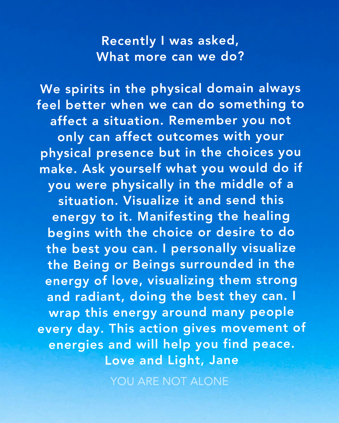 Recently I was asked, What more can we do? Jane Kennard, Shared Wisdom